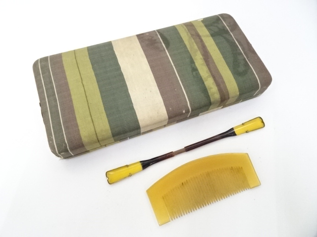 アンティーク着物 ] - 櫛・簪 本鼈甲櫛・笄セット（16g）（箱付